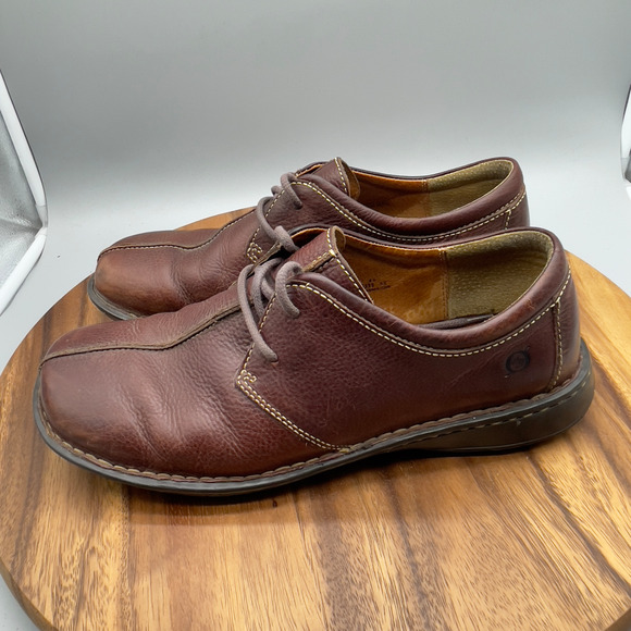 VTG Born Oxfords Mens 12 M Brown Leather Casual Comfort Walking Split Toe Shoes - Picture 3 of 9